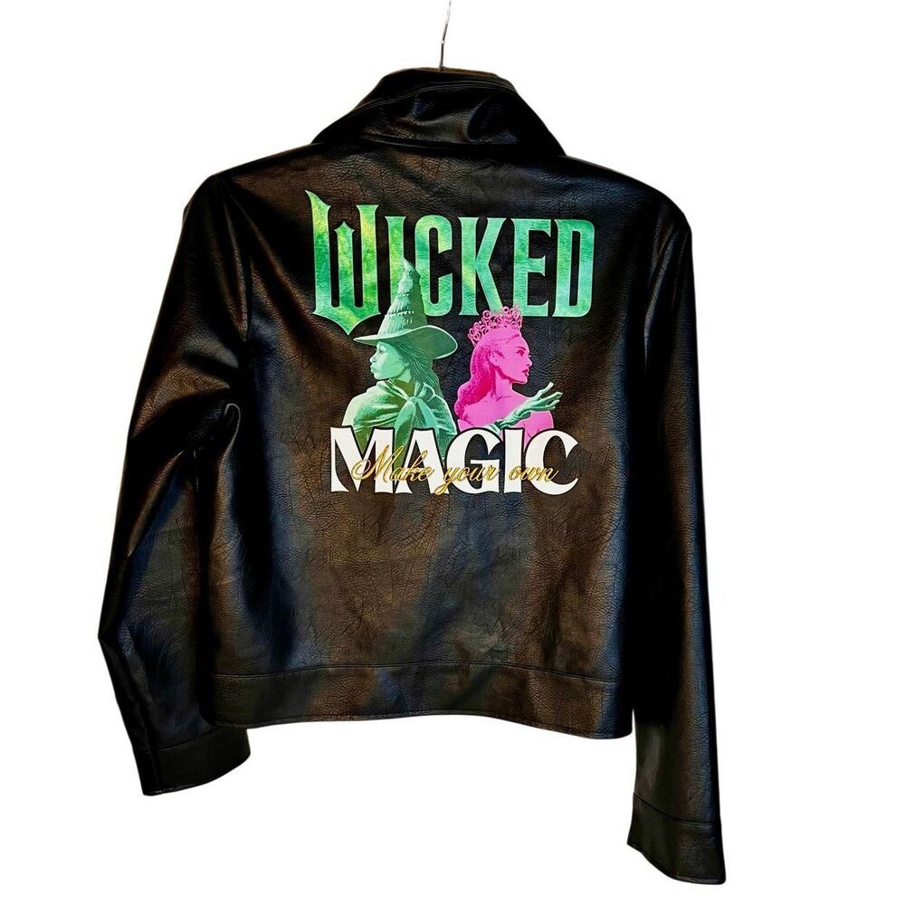 Wicked Glinda Alphaba Faux Leather Moto Jacket Size Small